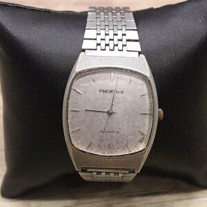 Vintage Phoenix Watch Mens Silver Tone Stainless Steel Classic Quartz Dial Rare